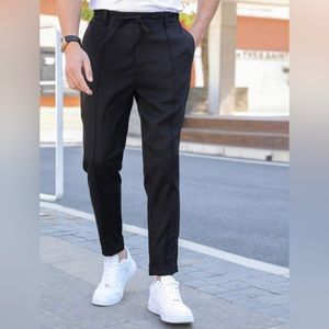 Trending - Old Money Aesthetic Manfinitv Mode Men Slant Pocket Tie Front Pants